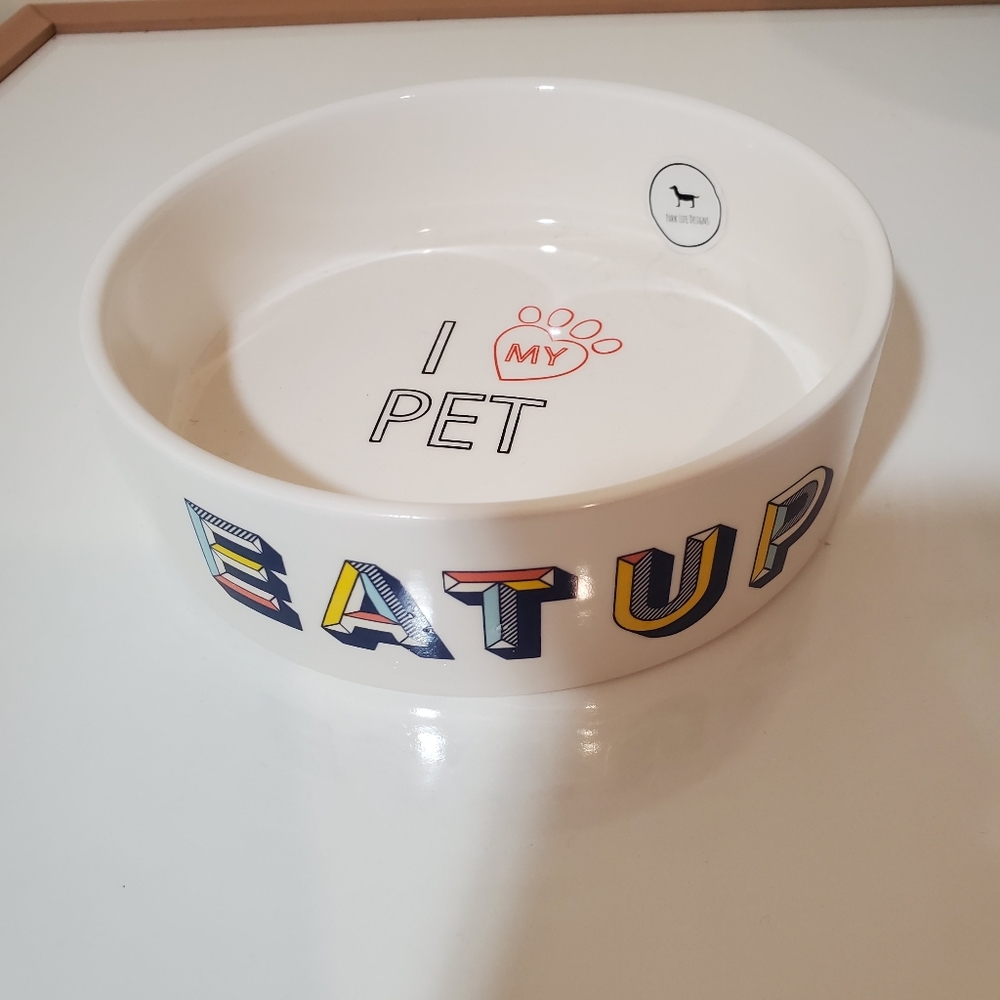 Park Life Design White Retro Eat Up Pet Bowl